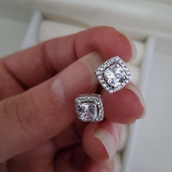 Halo Stud Earrings with Swarovski Elements - Picture 6 of 6